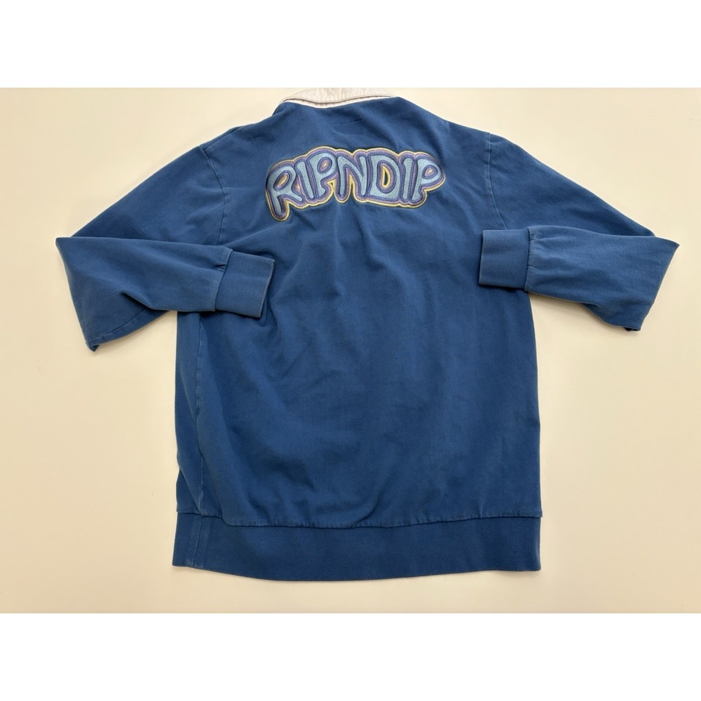 VTG Ripndip Rugby Style Collared Long Sleeve Shirt Pullover SZ M Y2K - Picture 2 of 6